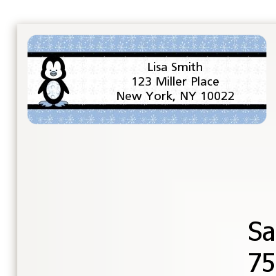 Penguin Blue - Baby Shower Return Address Labels