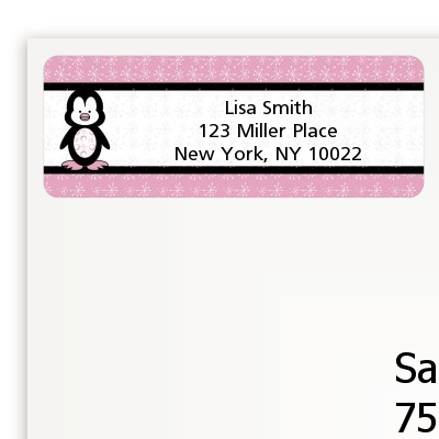 Penguin Pink - Birthday Party Return Address Labels