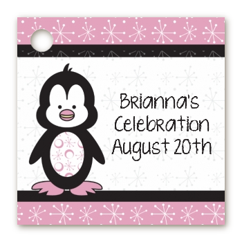 Penguin Pink - Personalized Birthday Party Card Stock Favor Tags