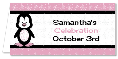 Penguin Pink - Personalized Baby Shower Place Cards