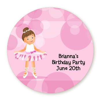  Ballet Dancer - Round Personalized Birthday Party Sticker Labels 