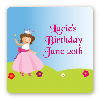 Princess Rolling Hills - Square Personalized Birthday Party Sticker Labels