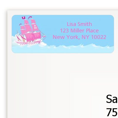 Pirate Ship Girl - Birthday Party Return Address Labels