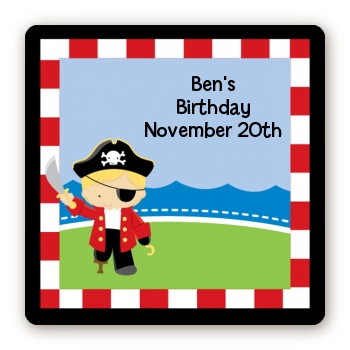 Pirate - Square Personalized Birthday Party Sticker Labels