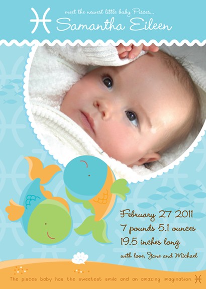 Fish | Pisces Horoscope - Birth Announcement Photo Card