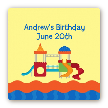 Playground - Square Personalized Birthday Party Sticker Labels