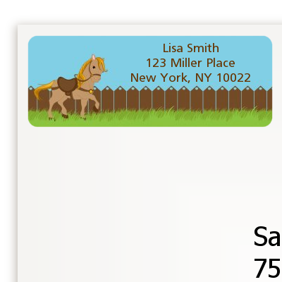 Pony Brown - Birthday Party Return Address Labels