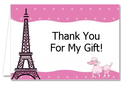 Pink Poodle in Paris - Birthday Party Thank You Cards