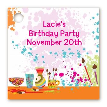 Pottery Painting - Personalized Birthday Party Card Stock Favor Tags
