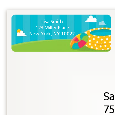 Pool Party - Birthday Party Return Address Labels