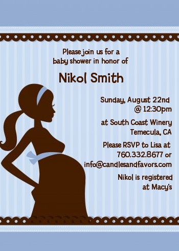 Mommy Silhouette It's a Boy - Baby Shower Invitations