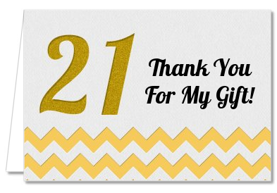  21st Birthday Chevron Pattern - Birthday Party Thank You Cards Pink