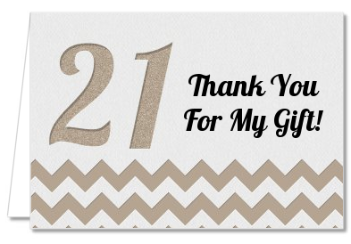  21st Birthday Chevron Pattern - Birthday Party Thank You Cards Pink