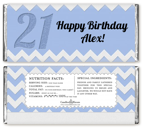  21st Birthday Chevron Pattern - Personalized Birthday Party Candy Bar Wrappers Pink