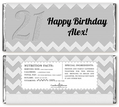  21st Birthday Chevron Pattern - Personalized Birthday Party Candy Bar Wrappers Pink