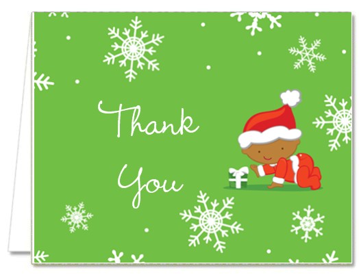  Christmas Baby Snowflakes African American - Baby Shower Thank You Cards 