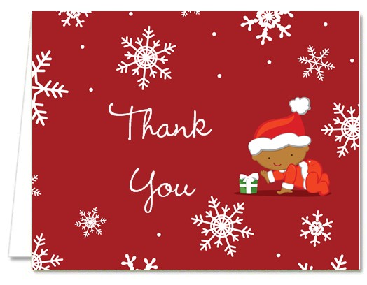  Christmas Baby Snowflakes African American - Baby Shower Thank You Cards 