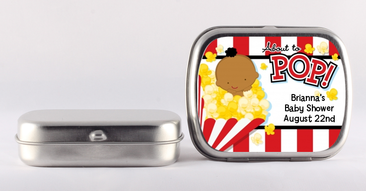  About To Pop &reg; - Personalized Baby Shower Mint Tins African American