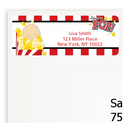  About To Pop &reg; - Baby Shower Return Address Labels Caucasian