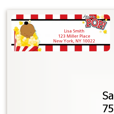  About To Pop &reg; - Baby Shower Return Address Labels Caucasian