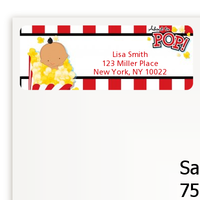  About To Pop &reg; - Baby Shower Return Address Labels Caucasian