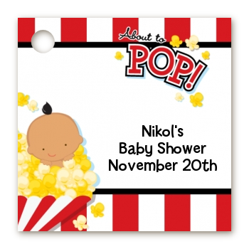  About To Pop &reg; - Personalized Baby Shower Card Stock Favor Tags Caucasian