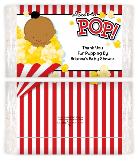  About To Pop &reg; - Personalized Popcorn Wrapper Baby Shower Favors Caucasian