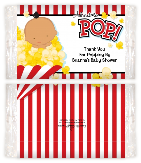  About To Pop &reg; - Personalized Popcorn Wrapper Baby Shower Favors Caucasian