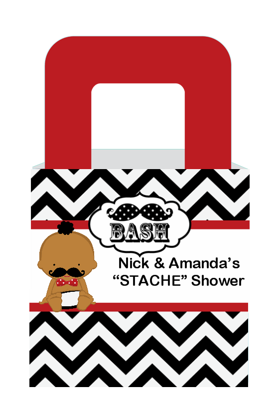  Little Man Mustache Black/Grey - Personalized Baby Shower Favor Boxes 