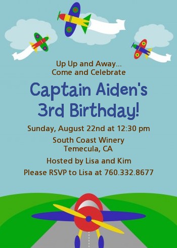 Airplane - Birthday Party Invitations
