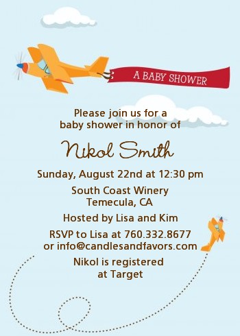 Airplane in the Clouds - Baby Shower Invitations