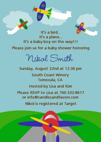 Airplane - Baby Shower Invitations