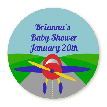  Airplane - Round Personalized Baby Shower Sticker Labels 