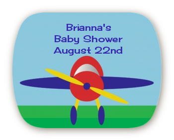 Airplane - Personalized Baby Shower Rounded Corner Stickers