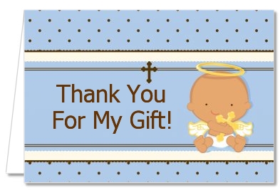 Angel Baby Boy Hispanic - Baptism / Christening Thank You Cards