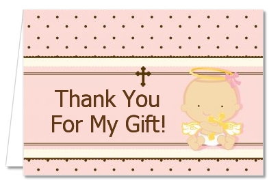 Angel Baby Girl Caucasian - Baptism / Christening Thank You Cards