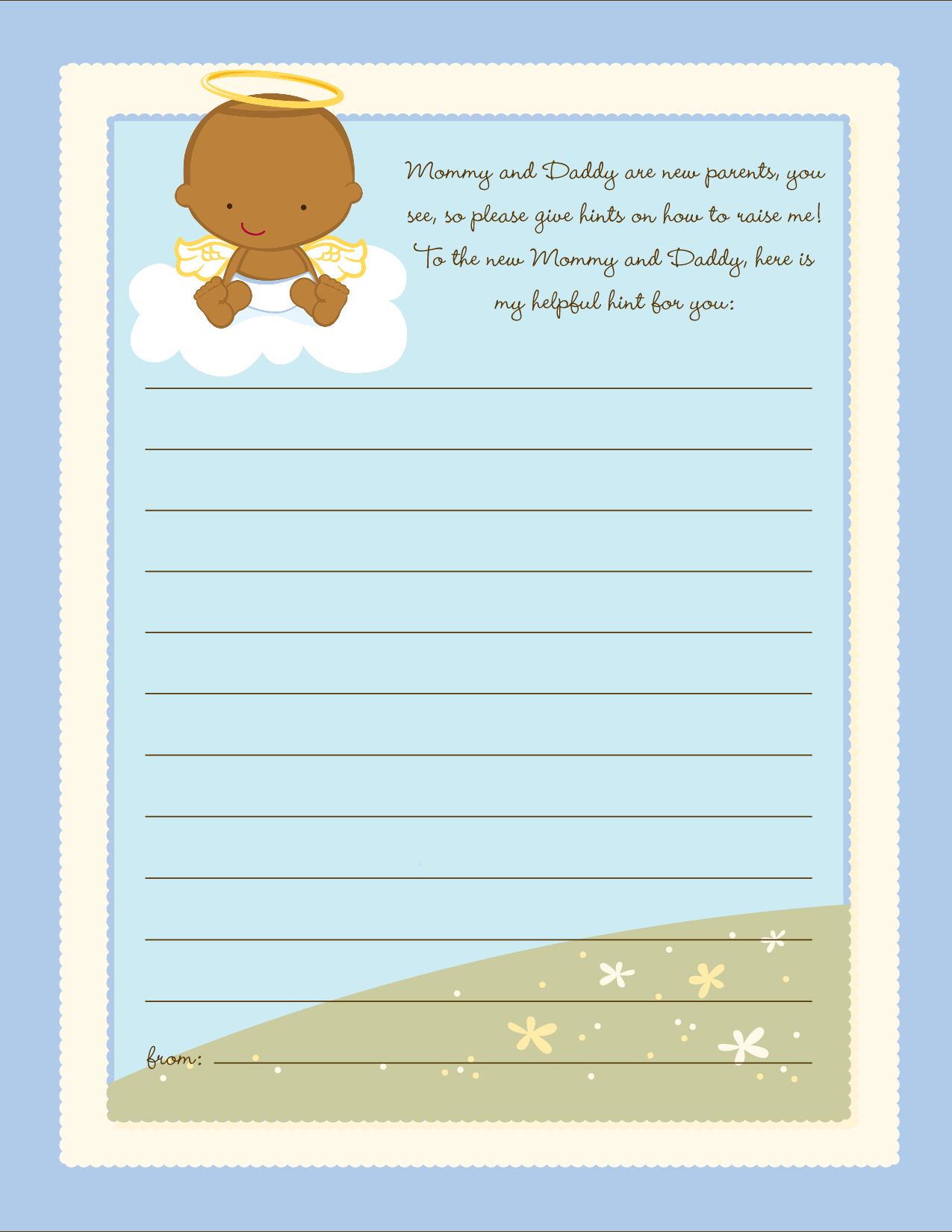  Angel in the Cloud Boy - Baby Shower Notes of Advice Caucasian