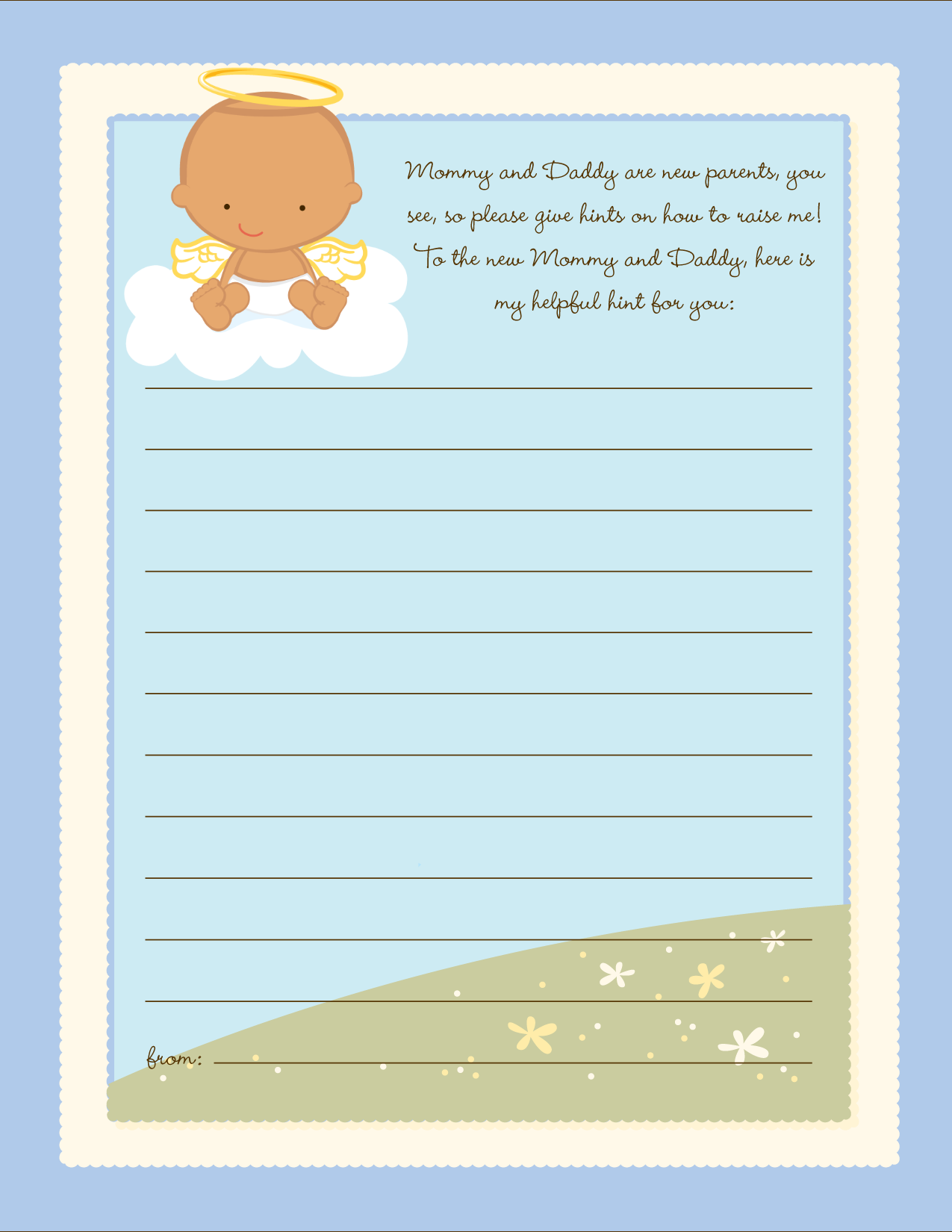  Angel in the Cloud Boy - Baby Shower Notes of Advice Caucasian