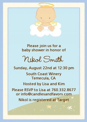  Angel in the Cloud Boy - Baby Shower Invitations 