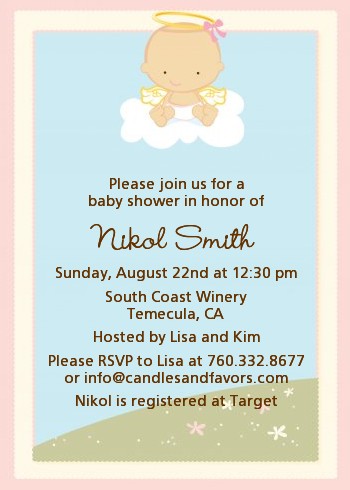  Angel in the Cloud Girl - Baby Shower Invitations 