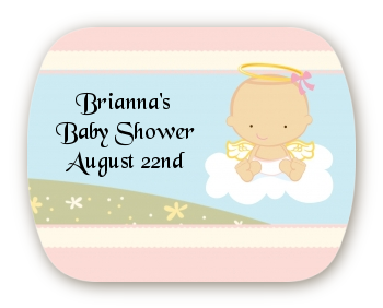 Angel in the Cloud Girl - Personalized Baby Shower Rounded Corner Stickers