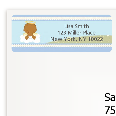  Angel in the Cloud Boy - Baby Shower Return Address Labels Caucasian