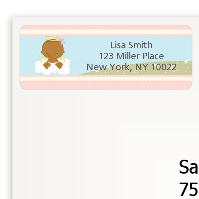  Angel in the Cloud Girl - Baby Shower Return Address Labels Caucasian