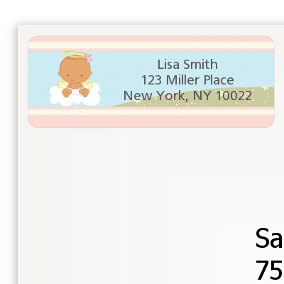 Angel in the Cloud Girl - Baby Shower Return Address Labels Caucasian