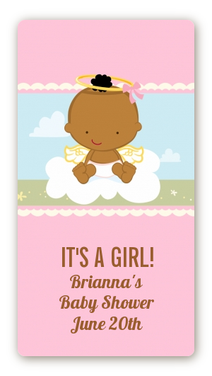  Angel in the Cloud Girl - Custom Rectangle Baby Shower Sticker/Labels Caucasian