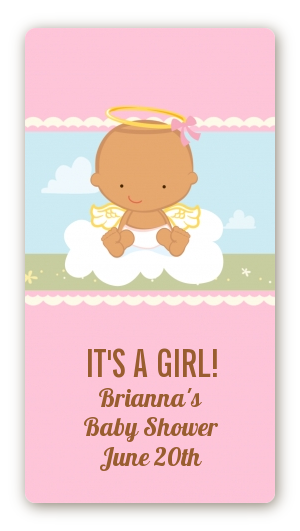  Angel in the Cloud Girl - Custom Rectangle Baby Shower Sticker/Labels Caucasian