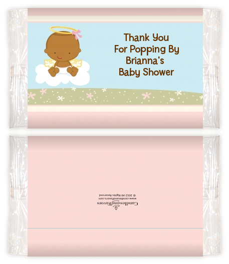  Angel in the Cloud Girl - Personalized Popcorn Wrapper Baby Shower Favors African American