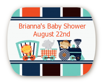 Animal Train - Personalized Baby Shower Rounded Corner Stickers
