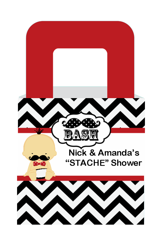  Little Man Mustache Black/Grey - Personalized Baby Shower Favor Boxes 