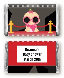  A Star Is Born!® Hollywood - Personalized Baby Shower Mini Candy Bar Wrappers Caucasian Girl